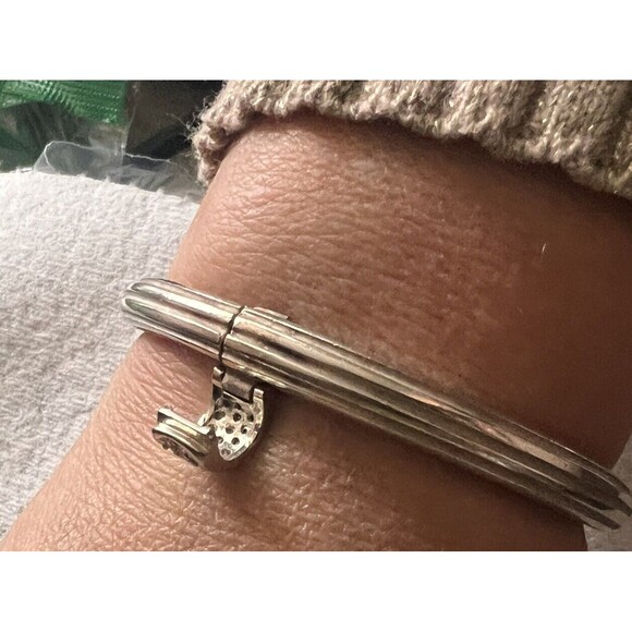 Slane & Slane Sterling Silver Diamond In 10k Gold Clasp Hinged Bracelet 43 G - Picture 8 of 16